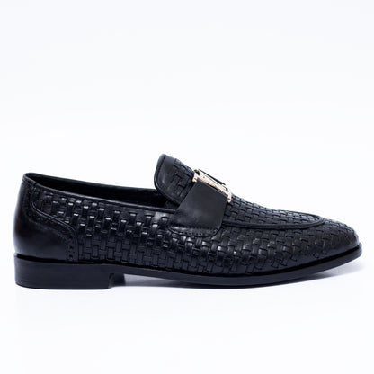 Black LV Woven Leather Shoes