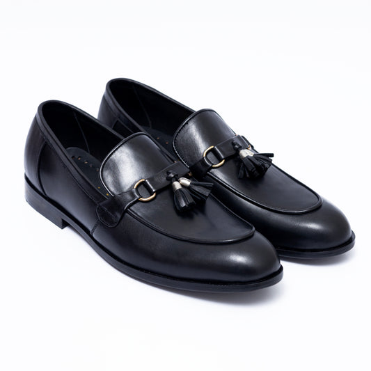 Black Premium Leather Tassel Shoes