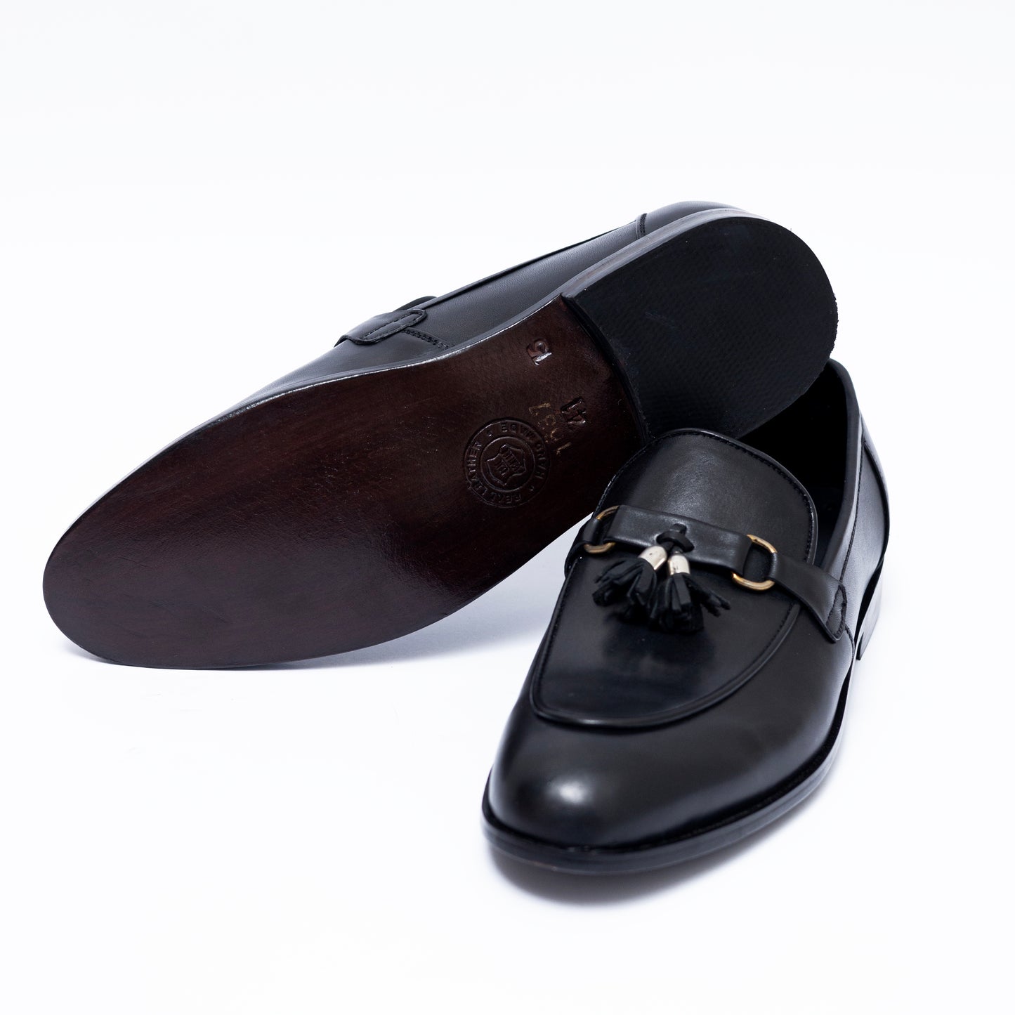 Black Premium Leather Tassel Shoes