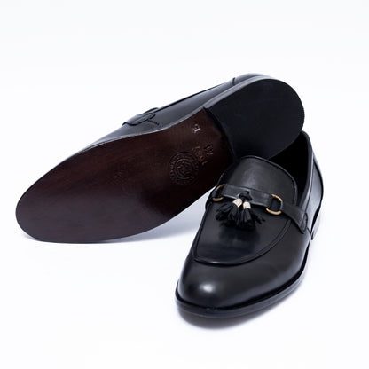 Black Premium Leather Tassel Shoes