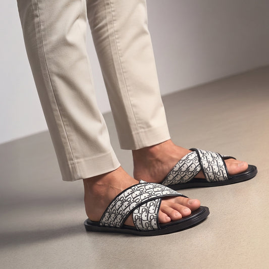 Men's Luxe Dior Cross Strap Slippers