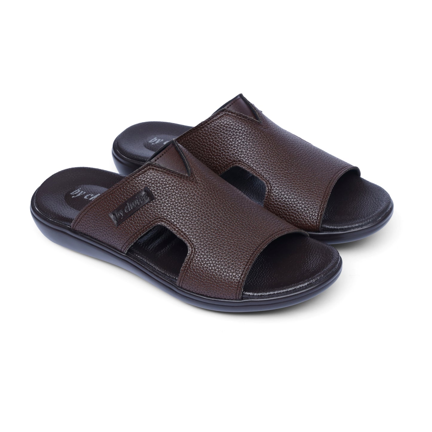 Men's Brown Leather Medicated Slippers