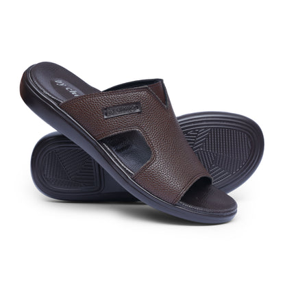 Men's Brown Leather Medicated Slippers