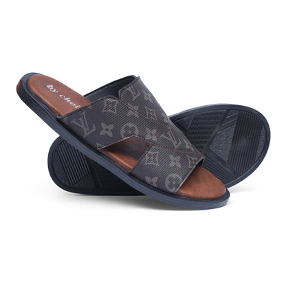 Men's Luxe Brown LV Pattern Slippers