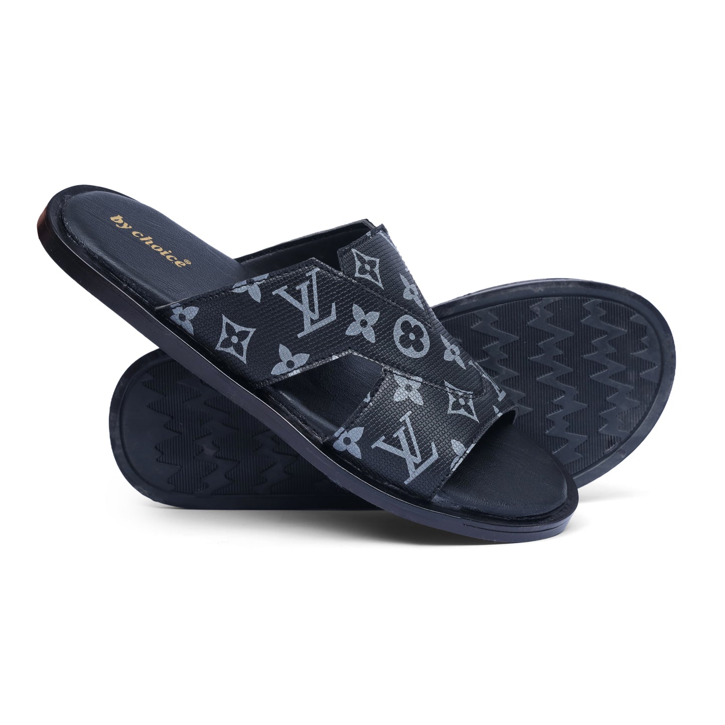 Men's Luxe Black LV Pattern Slippers