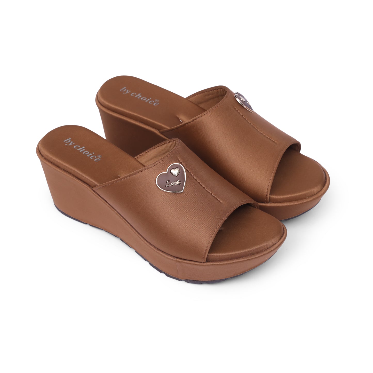 Women's Brown Wedge Slippers