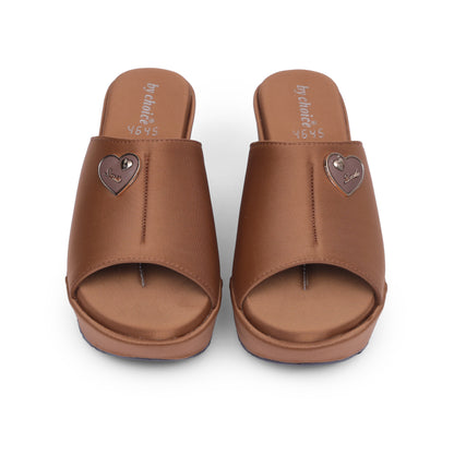 Women's Brown Wedge Slippers