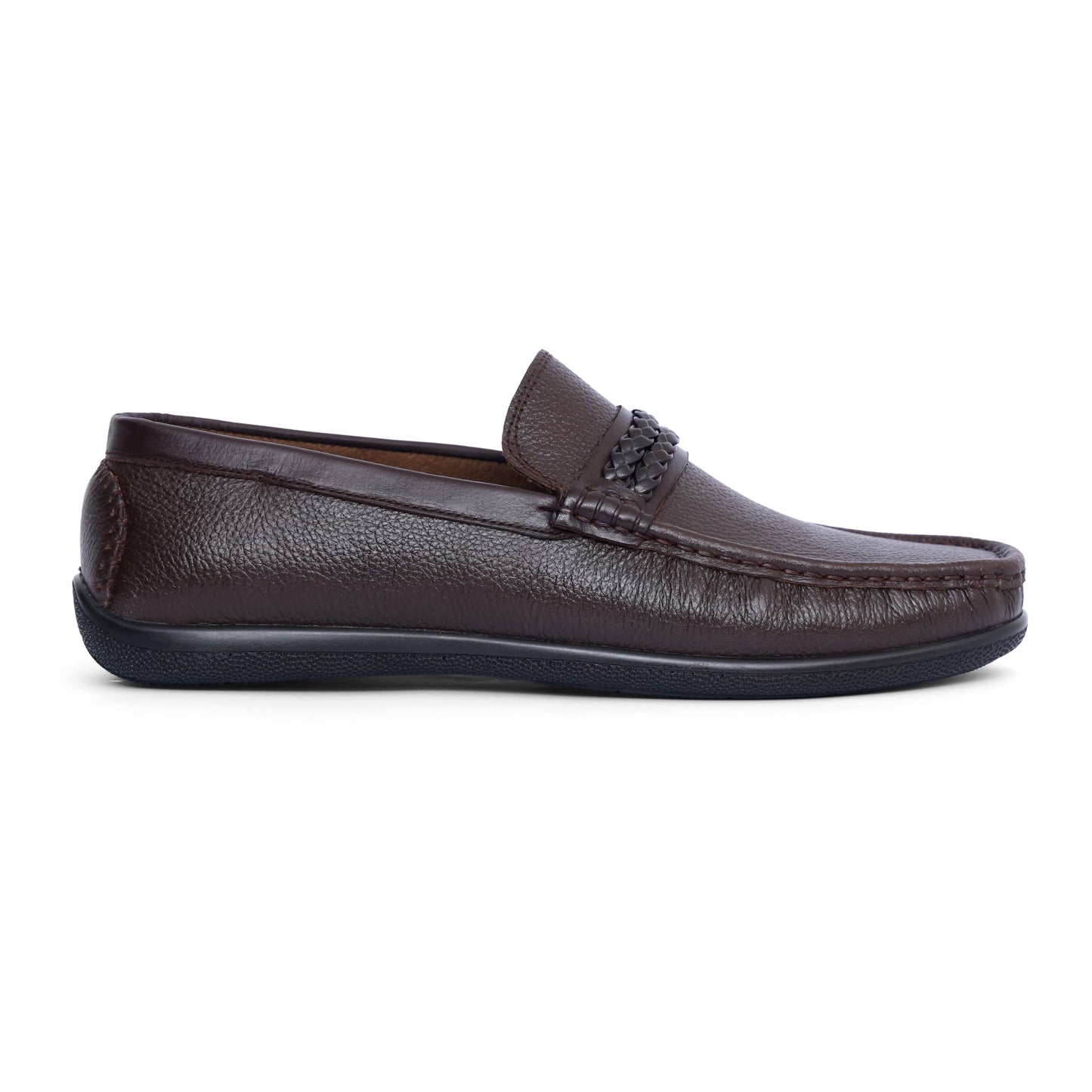 Brown Medicated Premium Leather Braided Band Loafer