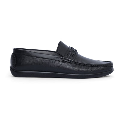 Black Medicated Premium Leather Braided Band  Loafer