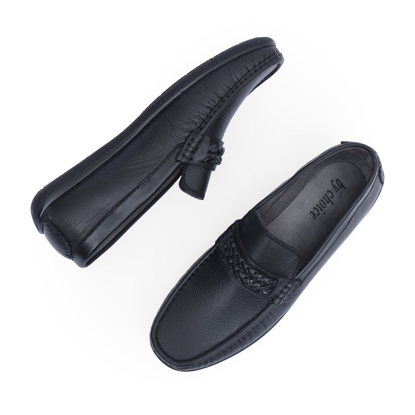 Black Medicated Premium Leather Braided Band  Loafer