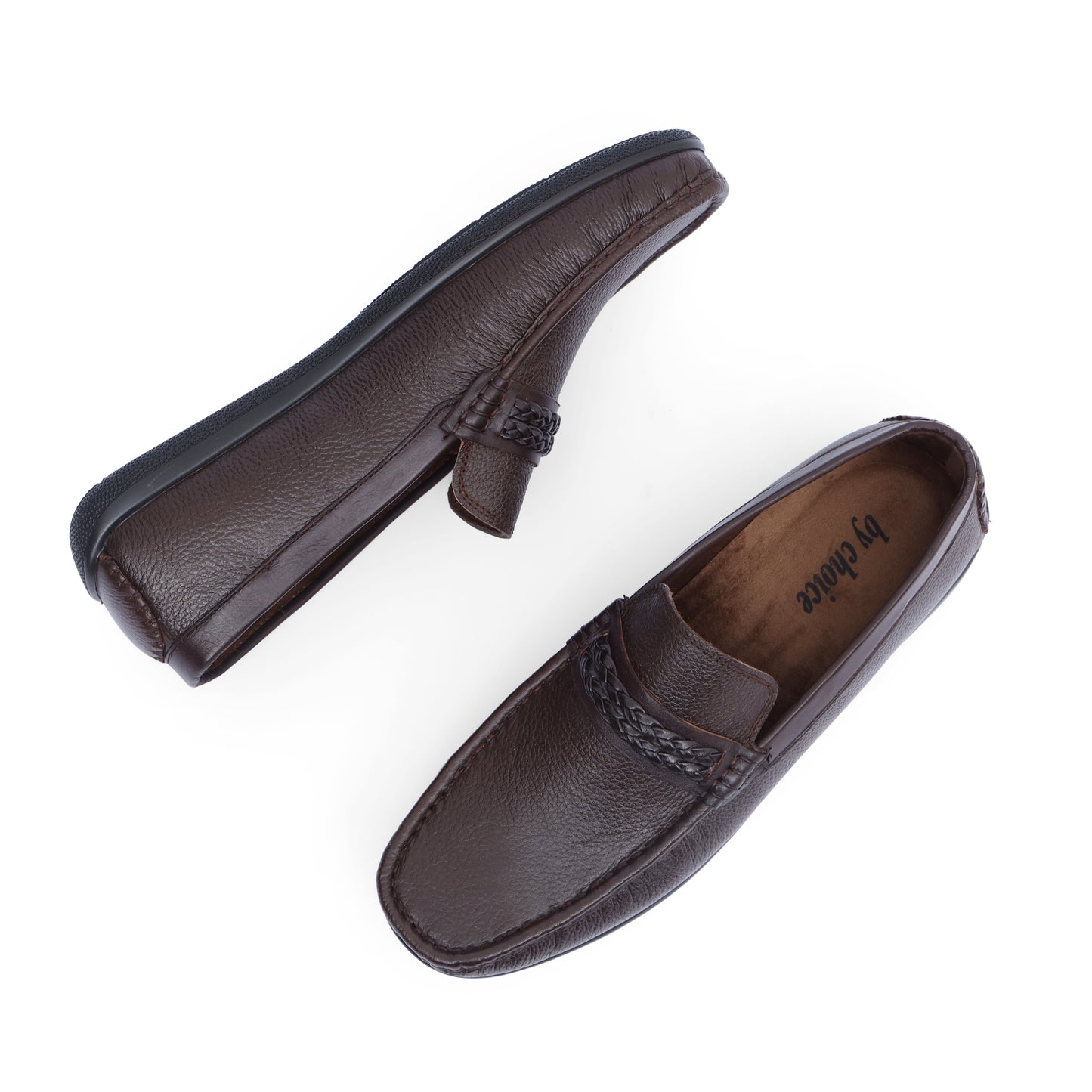 Brown Medicated Premium Leather Braided Band Loafer