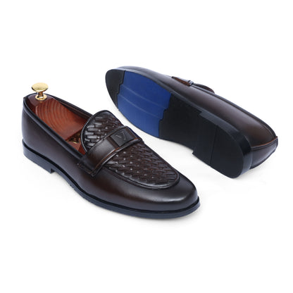 Brown Braided V Buckle Formal