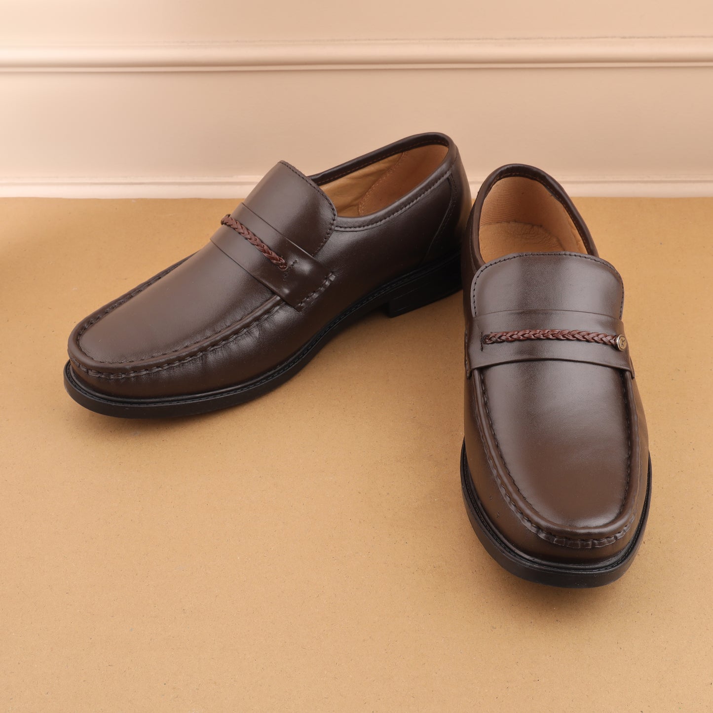 Brown Leather Moccasin shoe