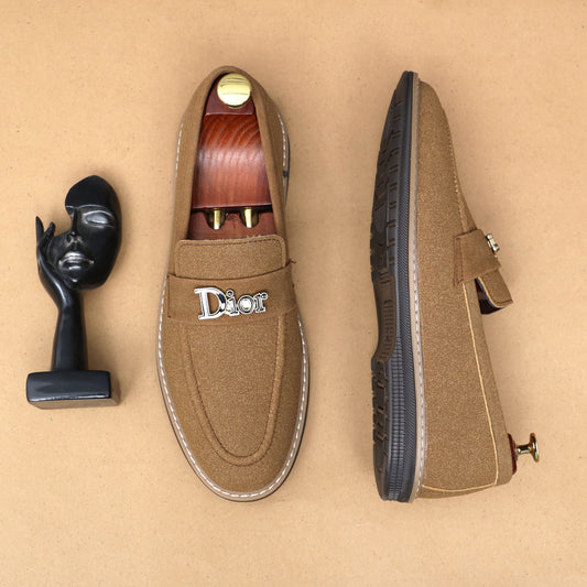 Mustard Suede Dior  Buckle Loafers
