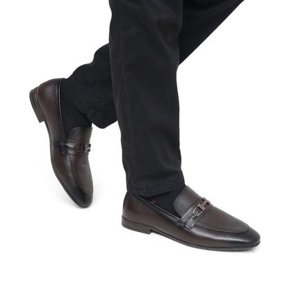 Brown Leather H buckle shoe