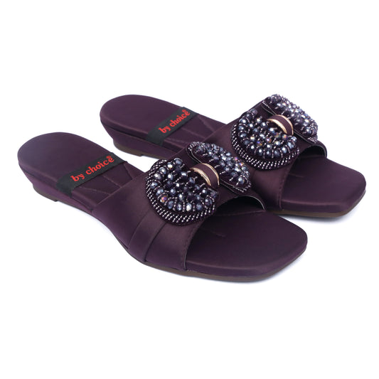 Shine Stone Fancy Purple Women Slippers