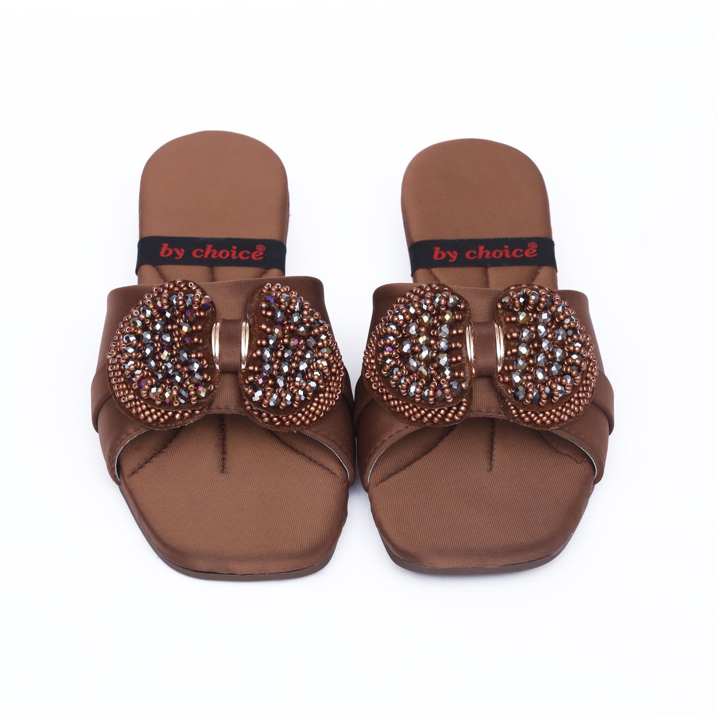 Shine Stone Fancy Brown  Women Slippers