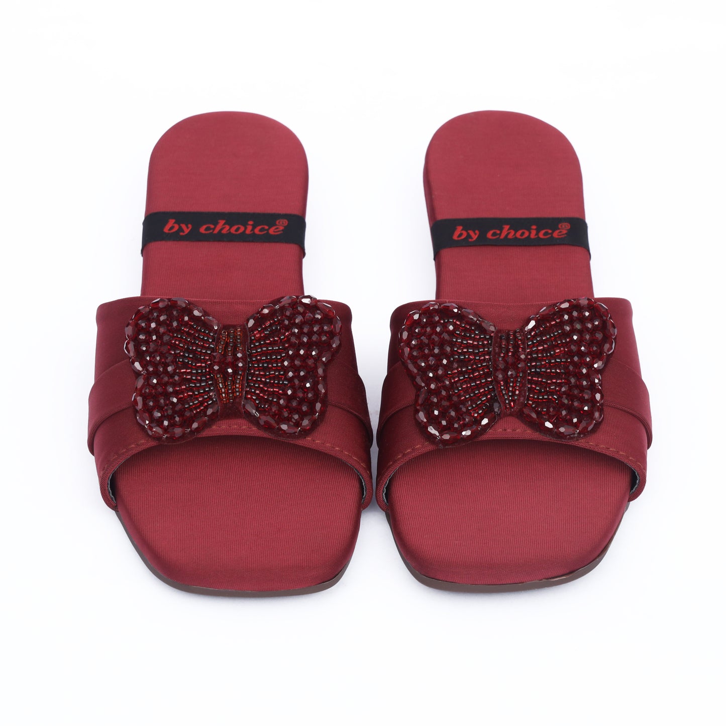 Comfortable Maroon Butterfly Slippers