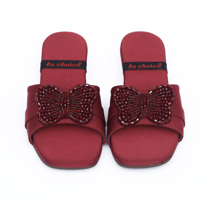 Comfortable Maroon Butterfly Slippers