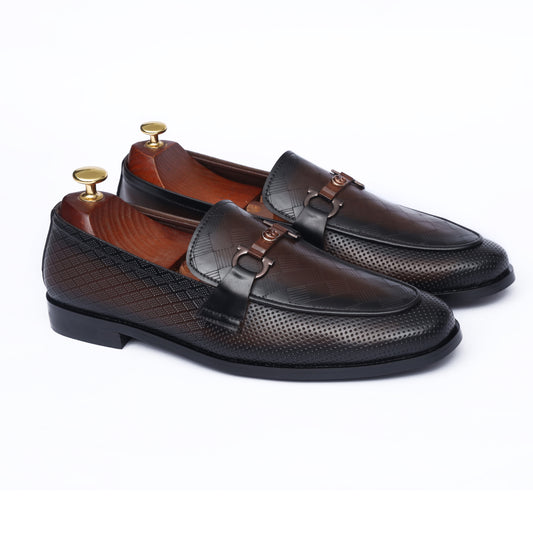 Brown Cherry Textured Formal Shoes