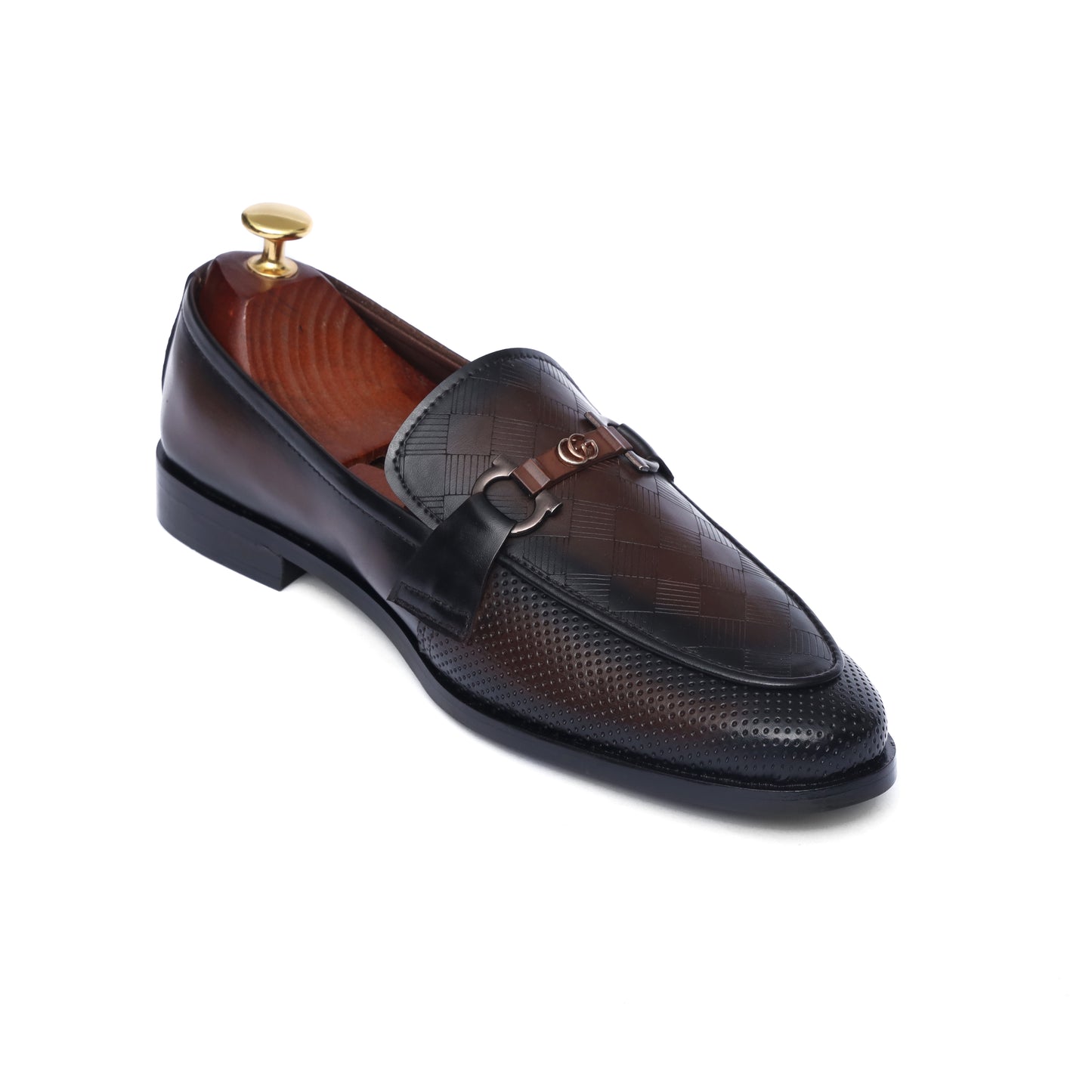 Brown Cherry Textured Formal Shoes