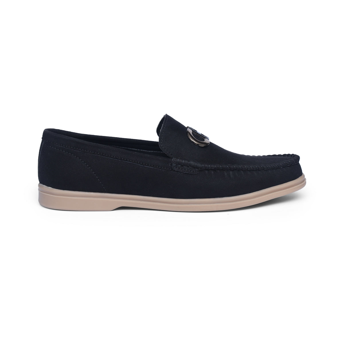 Black Suede Leather Crest Loafers