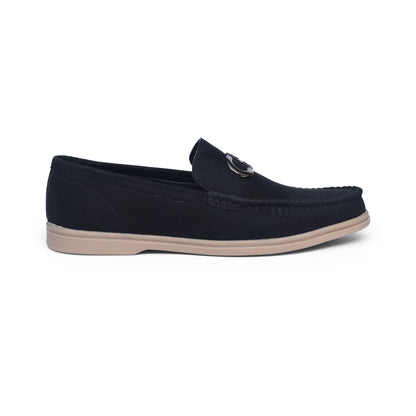 Black Suede Leather Crest Loafers