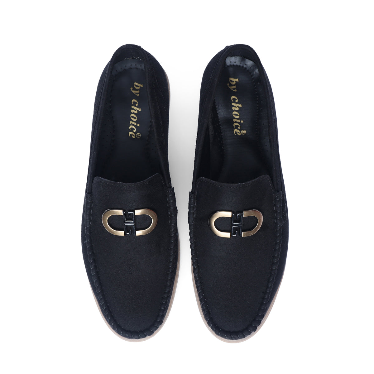 Black Suede Leather Crest Loafers