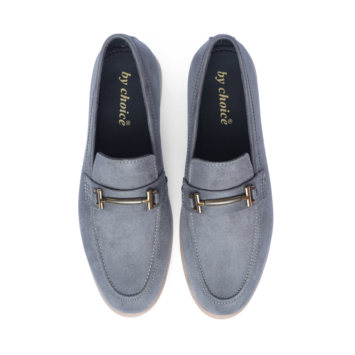 Grey Suede Leather Crest Loafers