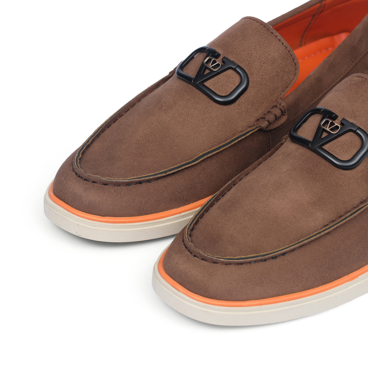 Brown Suede Leather Crest Loafer