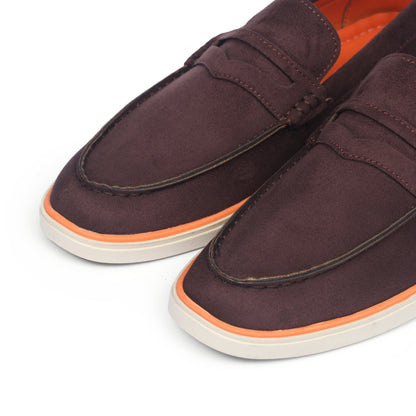 Brown Suede Leather Penny Strap Loafer