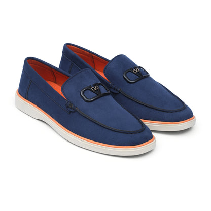 Blue Suede Leather Crest Loafer