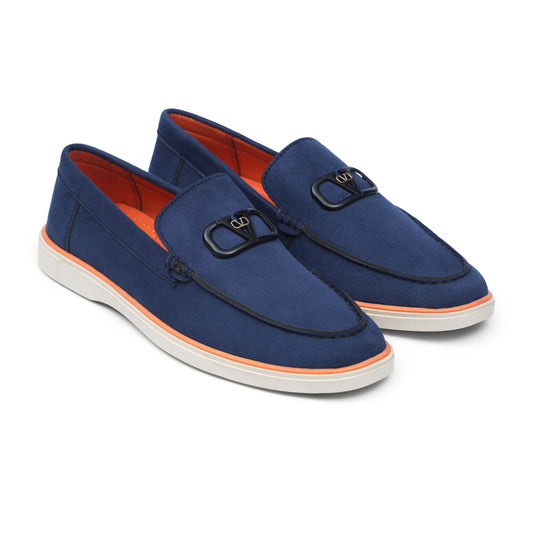 Blue Suede Leather Crest Loafer