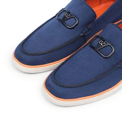 Blue Suede Leather Crest Loafer