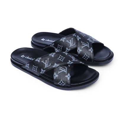 Men's LV Cross Strap Medicated Slippers