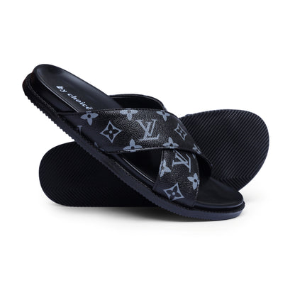 Men's LV Cross Strap Medicated Slippers