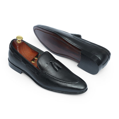 Black Mild Leather Tassel Shoe