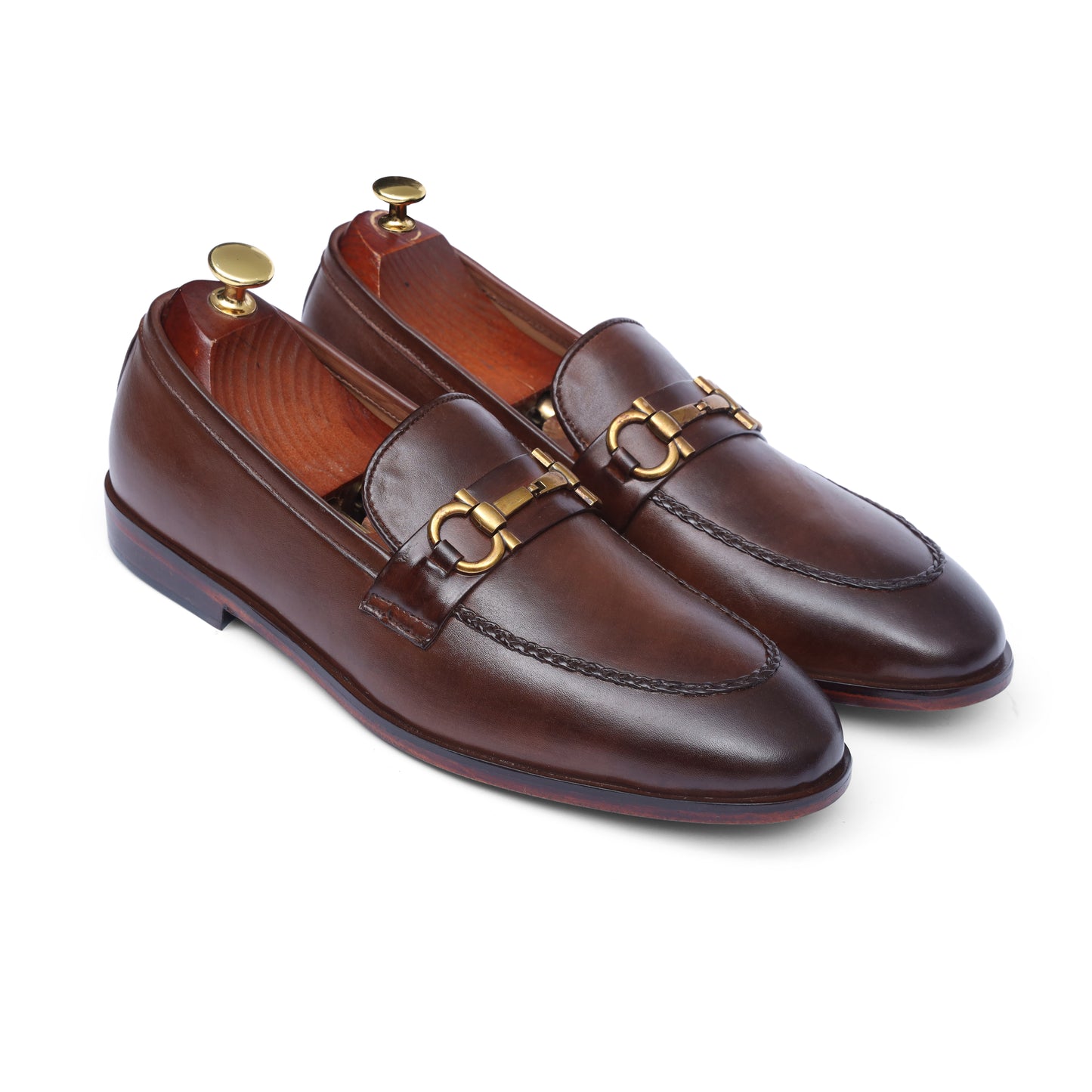 Brown sleek All leather shoe