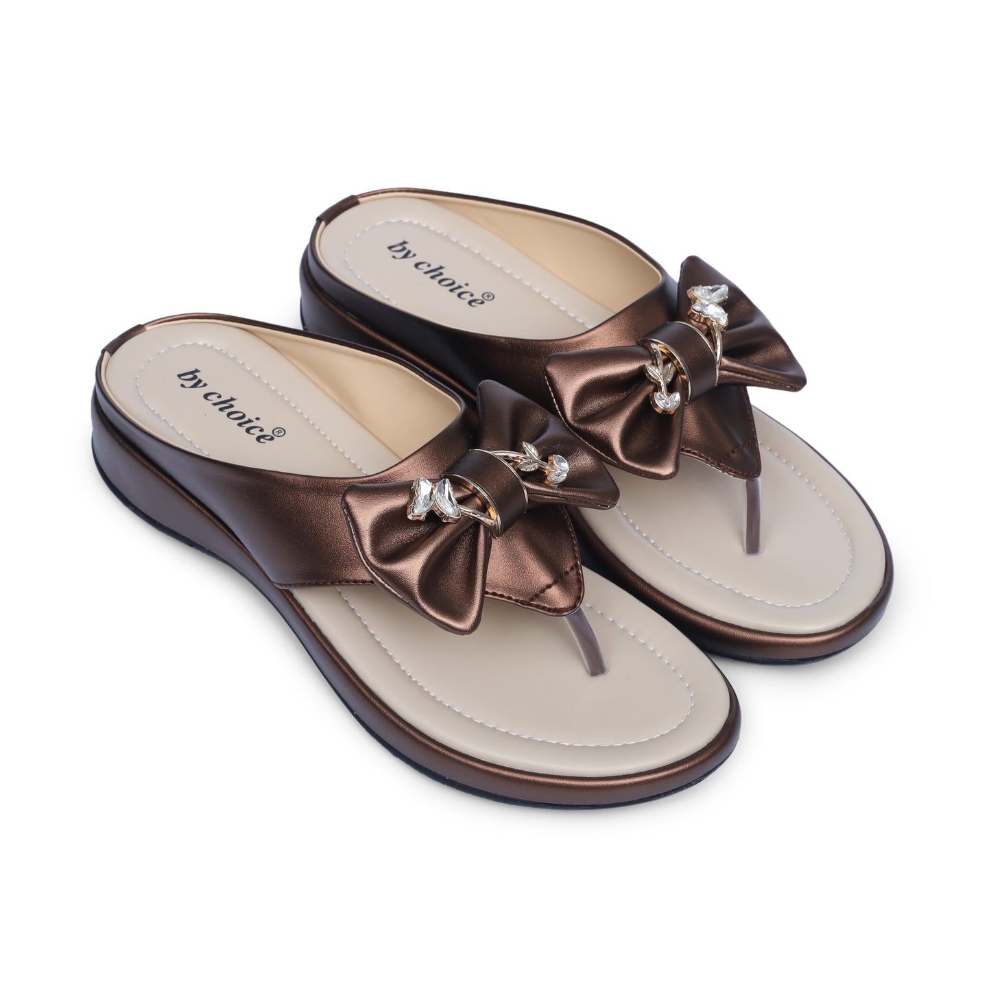 Women's Brown Crystal Butterfly Slippers
