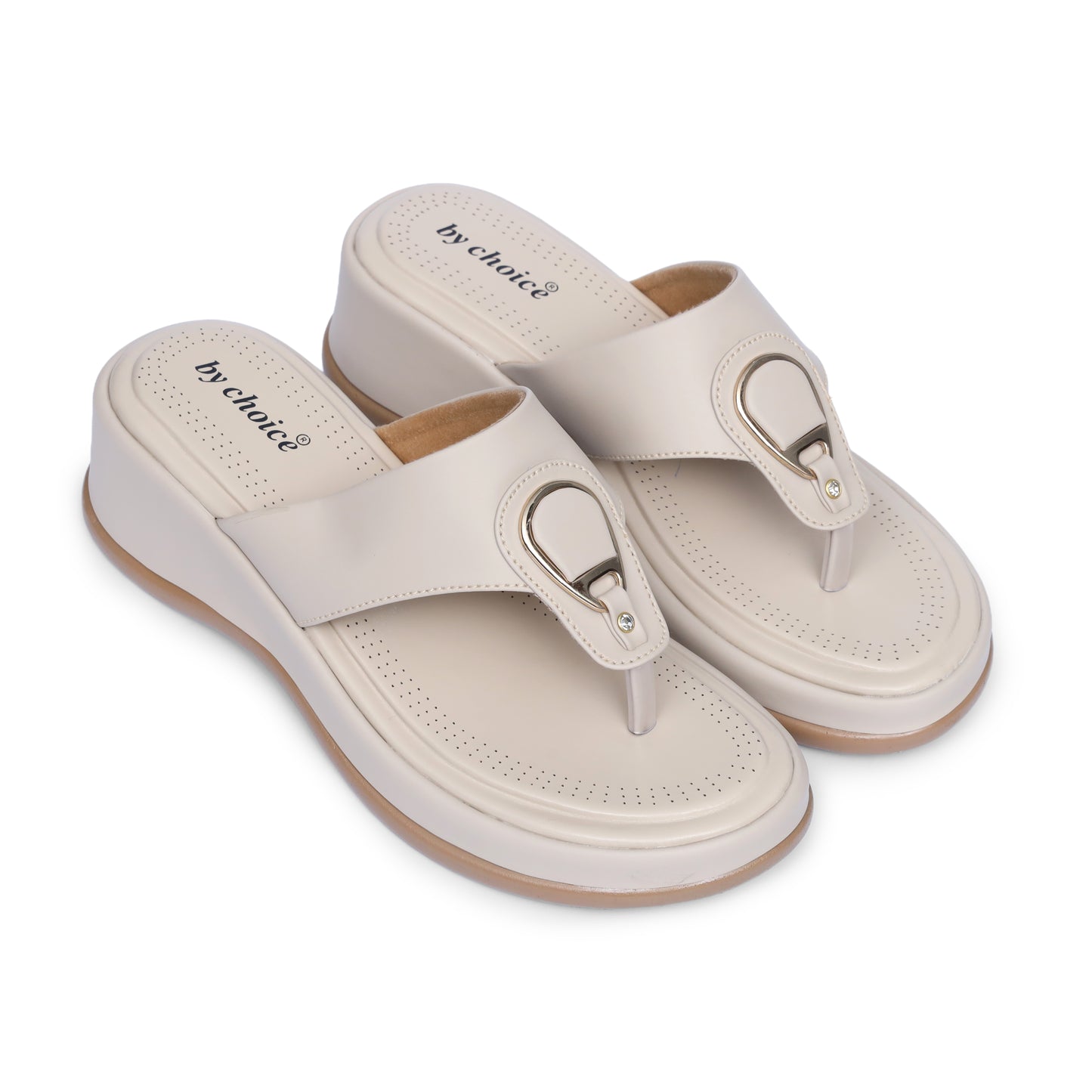 Women's Beige D-Ring Slippers