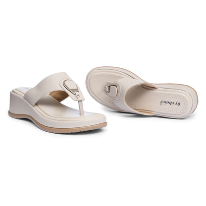 Women's Beige D-Ring Slippers