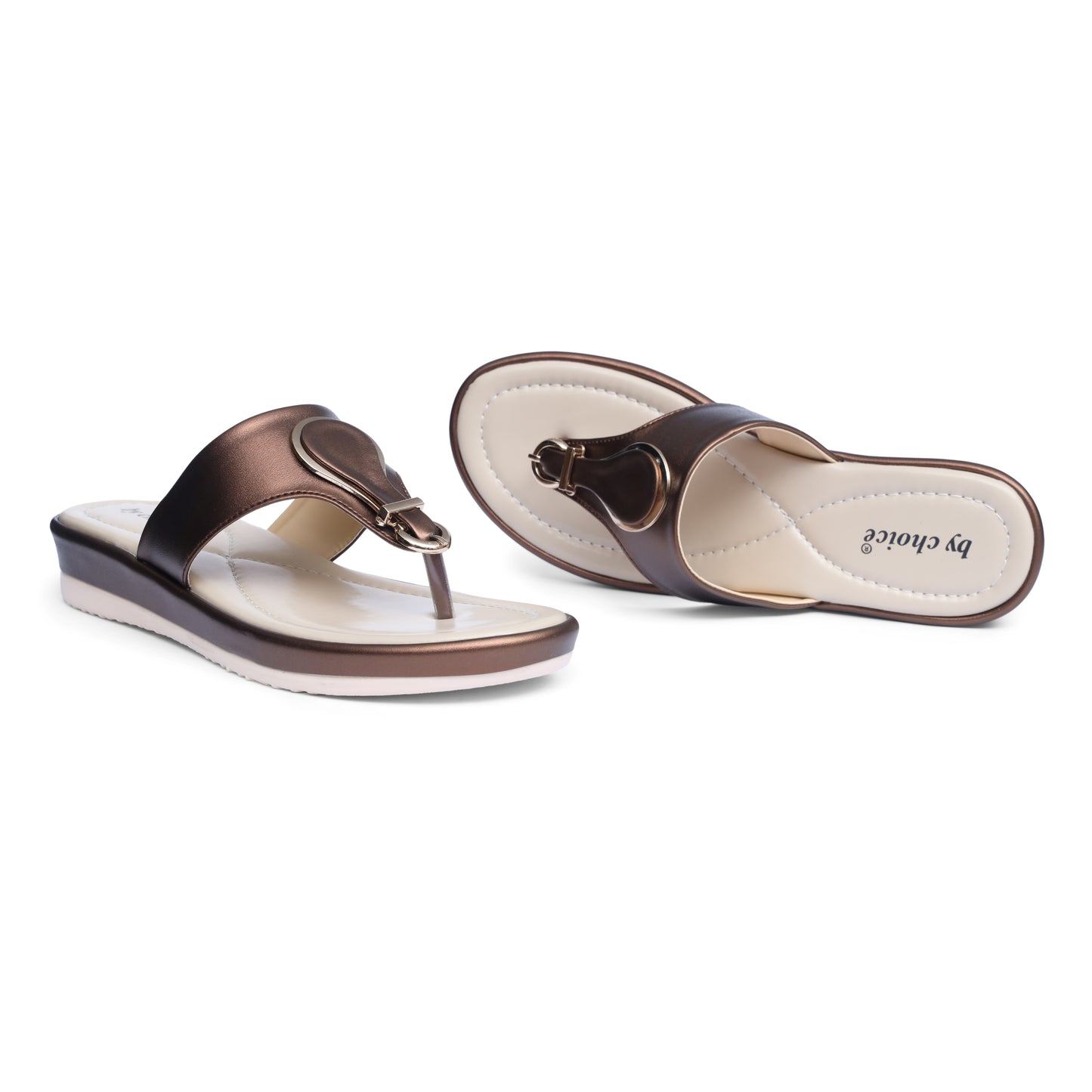 Women's Brown Oval Ring Slippers