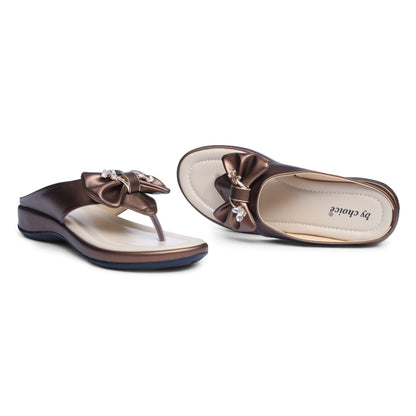 Women's Brown Crystal Butterfly Slippers