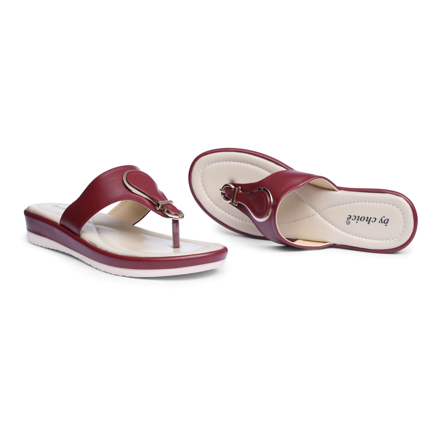 Women's Maroon Oval Ring Slippers