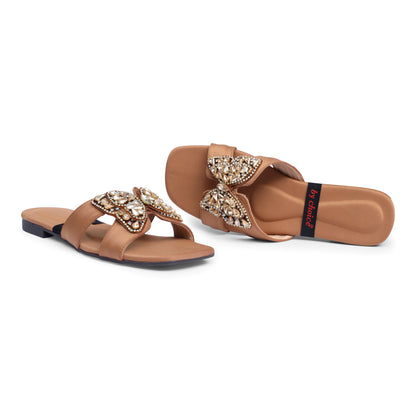 Women's Fancy Brown Butterfly Slippers