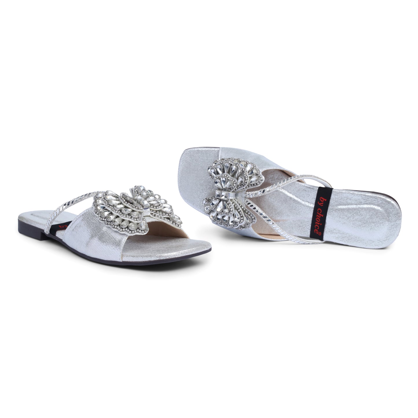 Women's Fancy Silver Stone Slippers