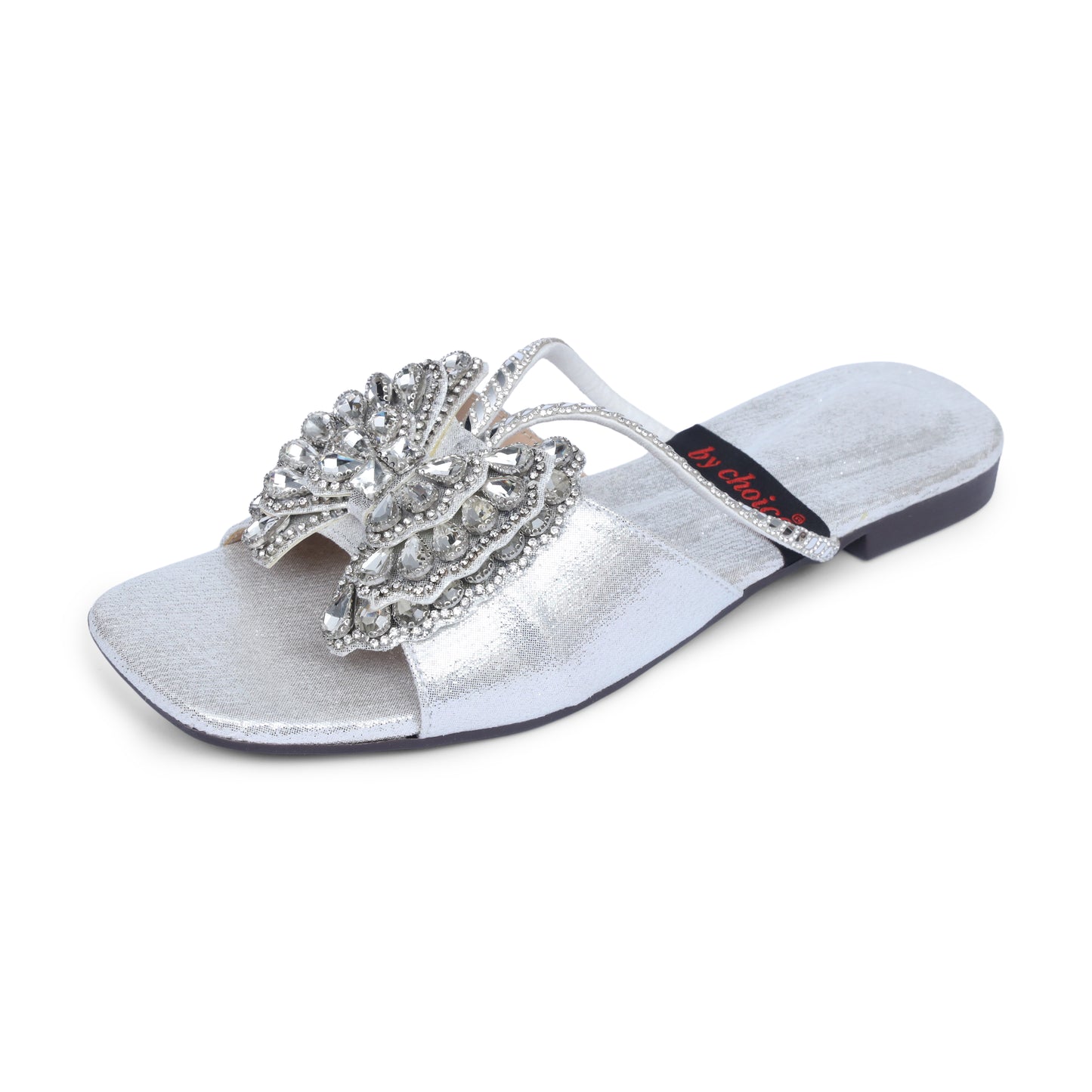 Women's Fancy Silver Stone Slippers