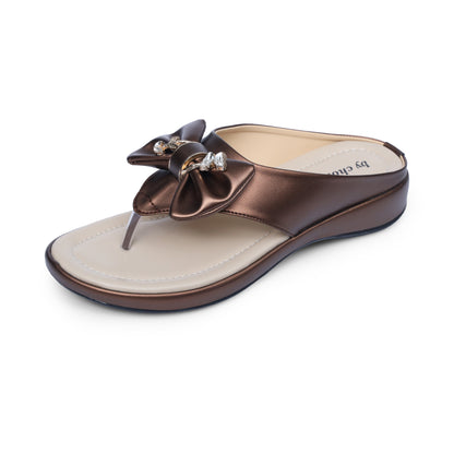 Women's Brown Crystal Butterfly Slippers