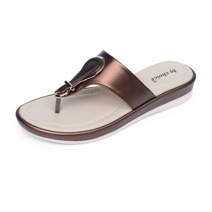 Women's Brown Oval Ring Slippers