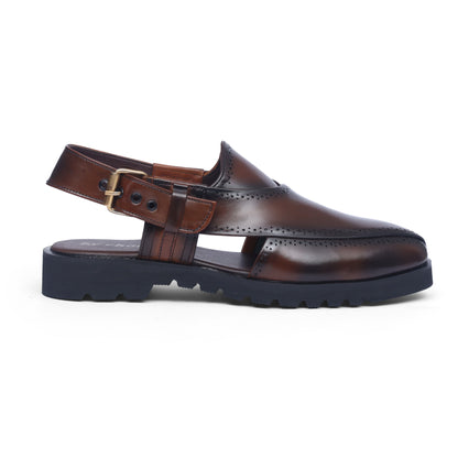 Brown Burnished Leather High Sole Kheri